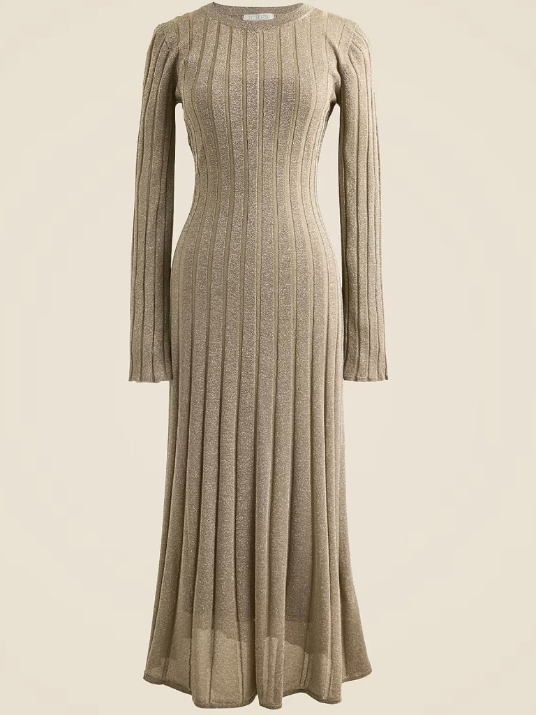 J.Crew Rib-Knit Flare Midi Dress With Lurex Metallic Threads. Size: Xs.